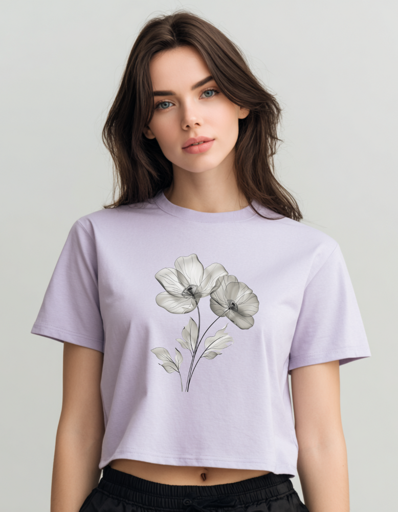 Black and White Flower Crop Top