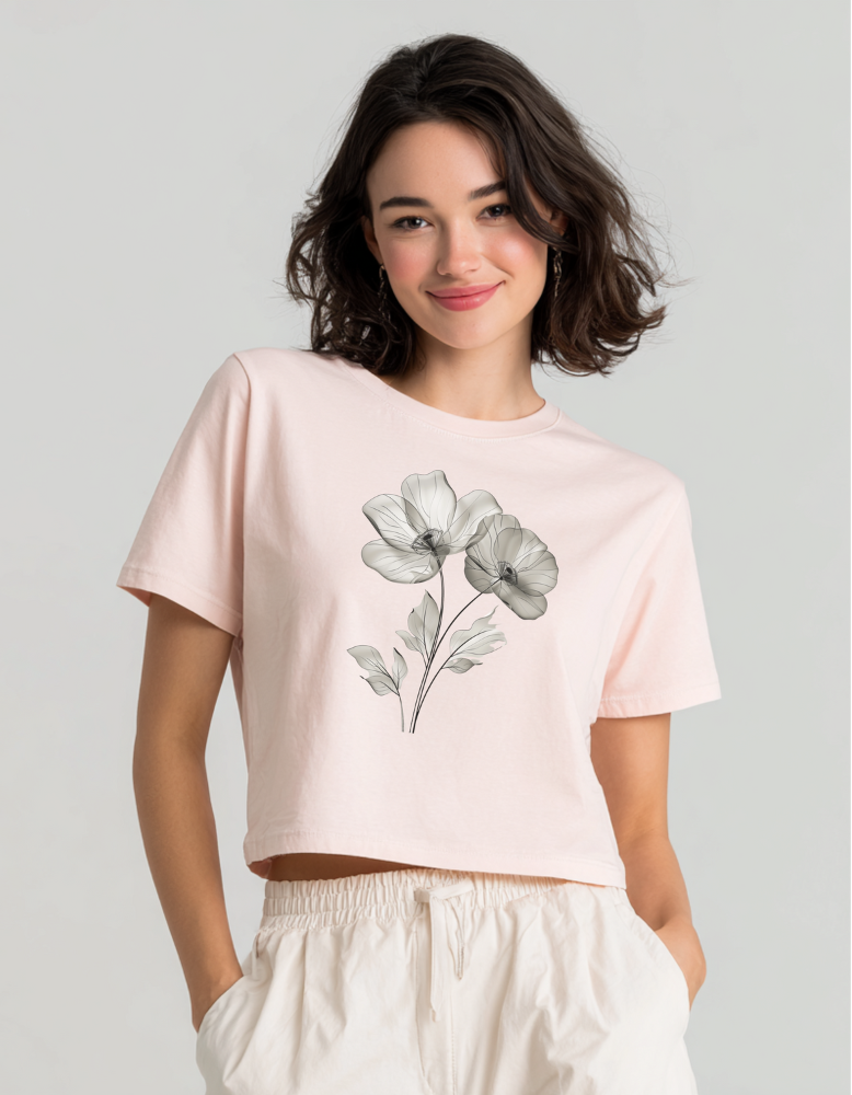 Black and White Flower Crop Top