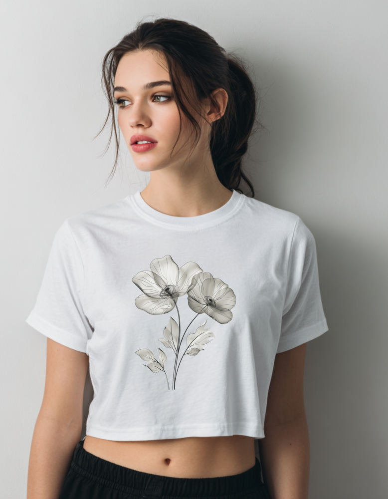 Black and White Flower Crop Top