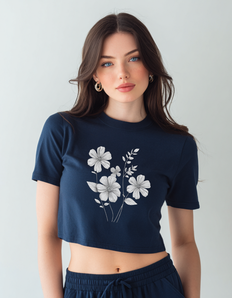 White Flower Crop Top