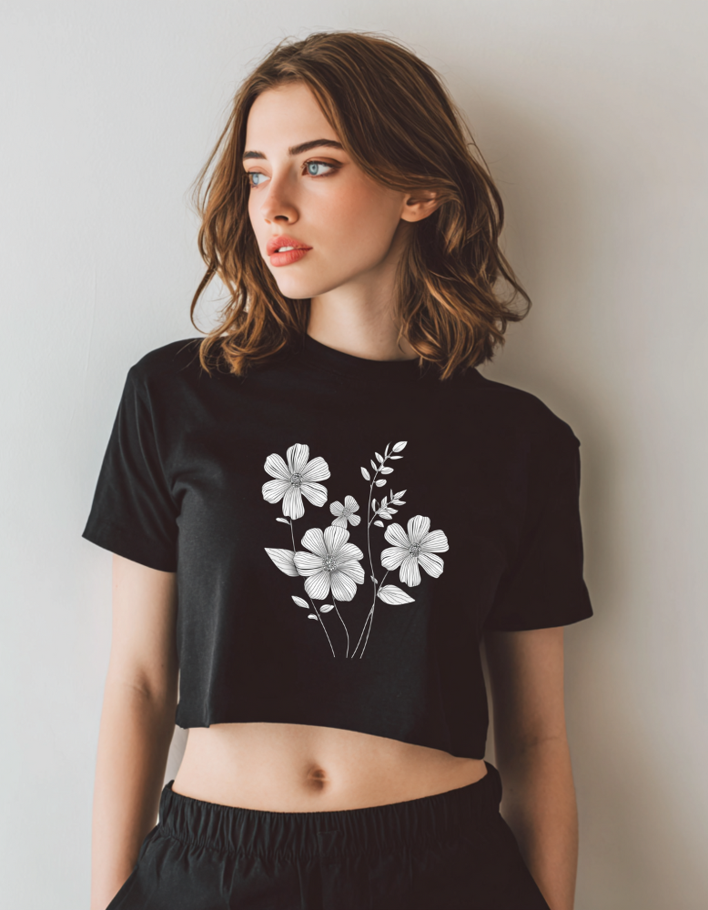 White Flower Crop Top