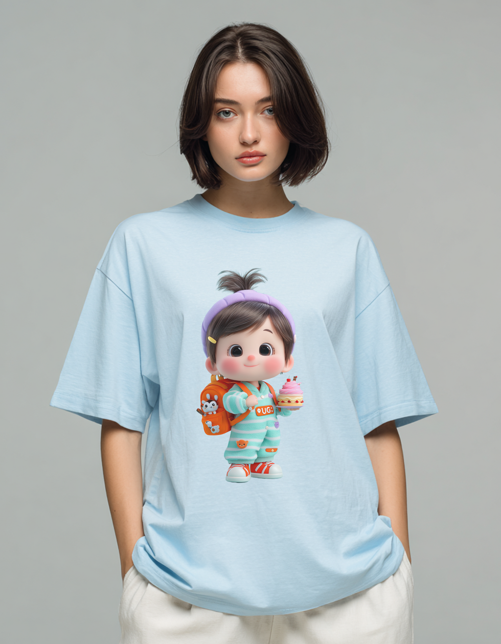 Cute Girl Unisex Terry Oversized Tee