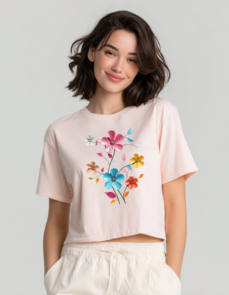 Blue Flower Crop Top