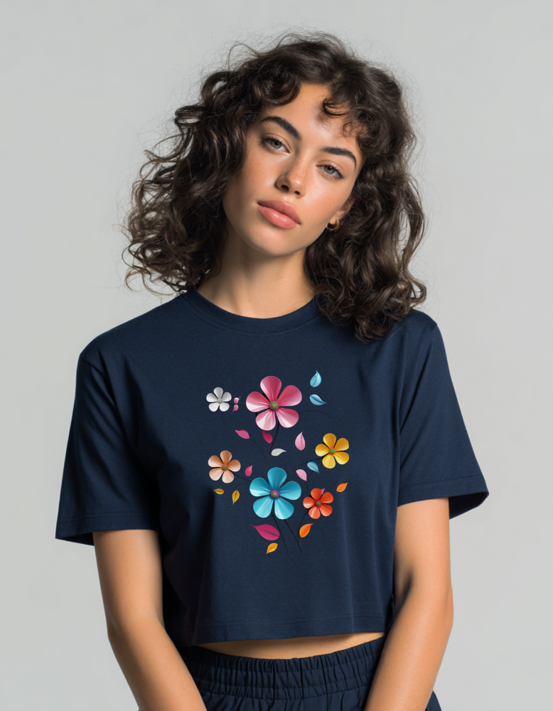 Blue Flower Crop Top