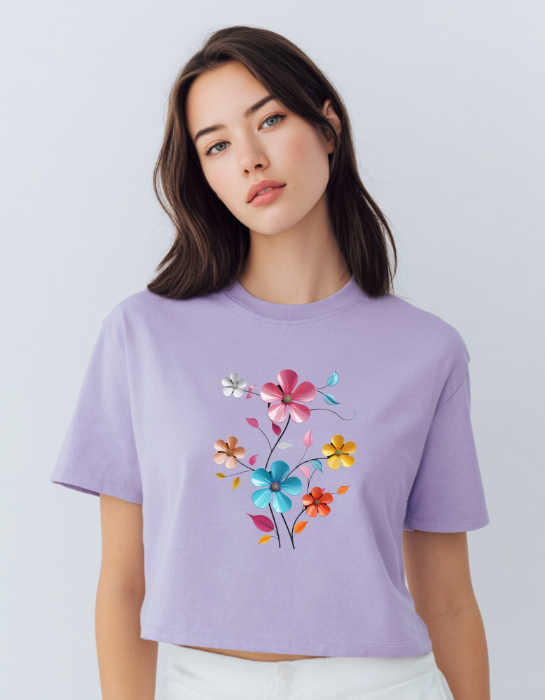 Blue Flower Crop Top