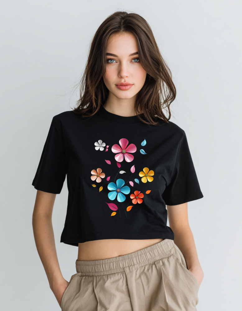 Blue Flower Crop Top