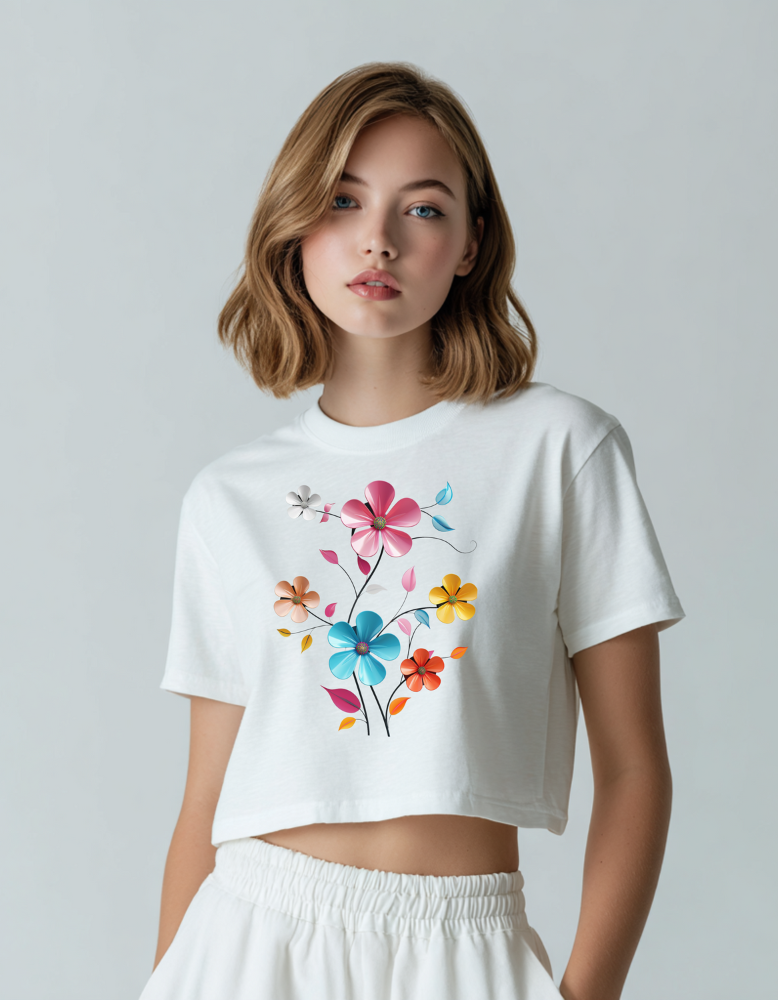 Blue Flower Crop Top